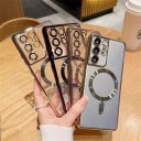 Custodia trasparente con bordi rivestiti e supporto MagSafe per Samsung Galaxy S23 4