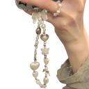 Cute Beaded Phone Chain White Pendant with Bow Heart Flower and Butterfly Decorative Strap for Mobile Keychain 1