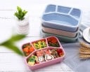 Cutie bento cu patru compartimente separate pentru mâncare de luat Capac transparent din plastic și paie procesate 21,5 x 16,2 x 5,5 cm 6