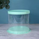 Cutie de cadou cilindrică pliabilă 16 × 18 cm din plastic cu capac ambalaj colorat pentru torturi, prăjituri, cadouri, recipient transparent 2