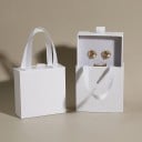 Cutie de cadou pentru bijuterii cu mânere în stil de geantă, cutie de prezentare cu capac și inserție interioară pentru cercei și inele 11