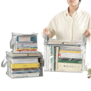 Cutie de depozitare pliabilă transparentă 38 x 24 x 32 cm din plastic cu capac și mânere pentru organizarea hainelor, cărților și obiectelor de uz casnic 4