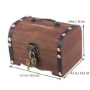 Cutie de economii în formă de ladă cu lacăt 14.5x10x9.5cm din lemn, maro închis, cutie de economii și monede mici cu închidere 3