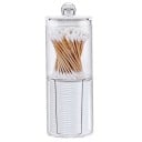 Cutie din două părți pentru dischete de bumbac și bețișoare Organizator din acril transparent cu piese stivuibile și capac Dimensiune 17 x 6,8 cm 2