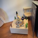 Cutie muzicală din lemn cu temă de castel, prinț, prințesă și trăsură, lemn natural, decor multicolor pentru camera copiilor 3