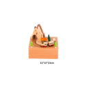 Cutie muzicală din lemn cu tren, peisaj montan, mecanism manual, 11 × 11 × 13 cm, decor natural 2