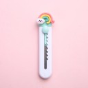 Cuțit mini de tăiere alb cu curcubeu drăguț cuțit de scrisori de birou mic tăietor de colete pentru școală, casă și uz zilnic 2