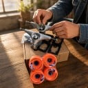 CX4 Skateboard Truck Set with Wheels and Bearings 6.25 Inches Trucks with Washers and Screws for Assembling and Repairing Skateboards 7