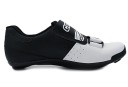 Cycling Shoes for Men and Women Carbon Fibre Sole Velcro Strap and Buckle Perforated Toe Black and White Design 2
