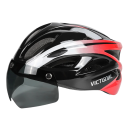 Cykelhjelm med aftagelige magnetiske UV400-solbriller. Bagblinkende LED-lys. 18 ventilationshuller. Ultralet. Hovedomkreds 57-61 cm. 7