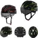 Cyklistická helma PEMILA s magnetickými brýlemi a odnímatelným hledím nastavitelný obvod 58-61 cm in-mold skořepina s EPS pěnou unisex 1