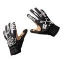 Cyklistické a motokrosové rukavice s bielym potlačou piestu a nápisu so zosilneným palcom a žebrovanou manžetou v čiernej farbe 2