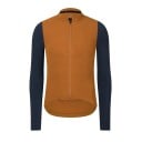 Cyklistický sportovní dres s dlouhým rukávem na zip pro chladnější období, se 3 zadními a 1 boční kapsou, oranžovo-modrý unisex 1