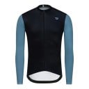 Cyklistisk trøje med lange ærmer og lynlås i fuld længde med ærmer i kontrastfarve og lav krave til unisex landevejscykling 1
