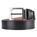 Czarny pasek męski ze skóry naturalnej 3,8 cm Elegancki pasek skórzany do spodni z klasyczną metalową klamrą Stylowy dodatek 3