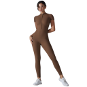 D'amský sportovní overal s krátkým rukávem Zip ve výstřihu Přiléhavé legíny Jednobarevný Nylon Spandex Fitness oblečení 4