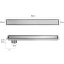 Dalle de drainage pour douche avec évacuation sur le bord du corps Longueur 50 cm et largeur 10 cm Diamètre de l'orifice 4 cm 2