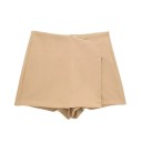 Dam Asymmetriska Shorts med Hög Midja Sidodragkedja Eleganta Enfärgade Vintage Shorts Snygga Sommarshorts Casual 12
