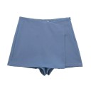 Dam Asymmetriska Shorts med Hög Midja Sidodragkedja Eleganta Enfärgade Vintage Shorts Snygga Sommarshorts Casual 6