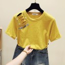 Dam dekorerad T-shirt med utskärningar B384 6