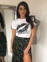 Dam T-shirt med muntryck 4