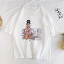 Dam T-shirt med tryck av dam A1236 5