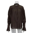 Damblus med krage, lös passform, långärmad, volangärmar, lätt och luftigt material, elegant stil för sommar och fritid. 5