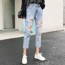 Dame 3/4 jeans med huller 1