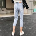 Dame 3/4 jeans med huller 2