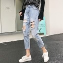 Dame 3/4 jeans med huller 3