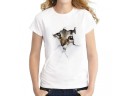 Dame 3D-katte-T-shirt J539 7