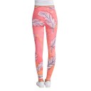 Dame 3D leggings med bladprint - Pink 3
