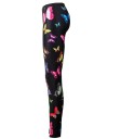 Dame 3D leggings med sommerfugleprint - Sort 3