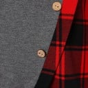 Dame asymmetrisk sweatshirt med ternet krave og manchetter Skråt foldet forstykke med knapper Afrundet kant Lange ærmer Polyester 5