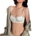 Dame balkonet bh med formede skåle kantet med blomsterblonde med glat, blank overflade og justerbare stropper 10