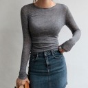 Dame basis T-shirt med lange ærmer 7