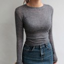 Dame basis T-shirt med lange ærmer 1