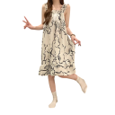 Dame beige natkjole med fine mønstre og flæser Elegant sommerkjole med rynker og brede stropper Komfortabel let polyester 5