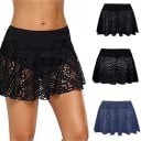 Dame blonder mini nederdel med bred talje Udvidet A-formet snit Geometrisk hulmønster Strækbart materiale Nylon og spandex 3