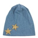 Dame bomuldsbeanie dekoreret med to glitrende stjerner i kanten Løs, flydende pasform Hovedomkreds 54 til 59 cm 3