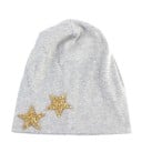 Dame bomuldsbeanie dekoreret med to glitrende stjerner i kanten Løs, flydende pasform Hovedomkreds 54 til 59 cm 4