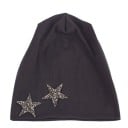 Dame bomuldsbeanie dekoreret med to glitrende stjerner i kanten Løs, flydende pasform Hovedomkreds 54 til 59 cm 8