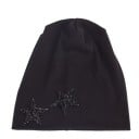 Dame bomuldsbeanie dekoreret med to glitrende stjerner i kanten Løs, flydende pasform Hovedomkreds 54 til 59 cm 18