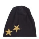Dame bomuldsbeanie dekoreret med to glitrende stjerner i kanten Løs, flydende pasform Hovedomkreds 54 til 59 cm 22