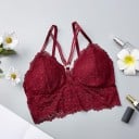 Dame bralette bh med forlænget blondeliv Dekorative snore i midten af brystet Justerbare stropper Bomuld med elastan 2