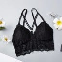 Dame bralette bh med forlænget blondeliv Dekorative snore i midten af brystet Justerbare stropper Bomuld med elastan 1