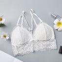 Dame bralette bh med forlænget blondeliv Dekorative snore i midten af brystet Justerbare stropper Bomuld med elastan 6