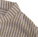 Dame brun stribet skjorte med krave og lange ærmer Stilfuld bluse med sløjfe på ryggen i taljen Polyester- og bomuldsblanding 6