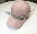 Dame cap med glitrende bånd af sten og metalspænde Bomuld Klassisk snit Bøjet skygge Hovedomkreds 55 til 60 cm 5