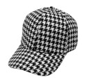Dame cap med hane fod mønster Sort-hvid bomulds baseball cap med buet skygge med hvid underside Hovedomkreds 58 til 60 cm 1